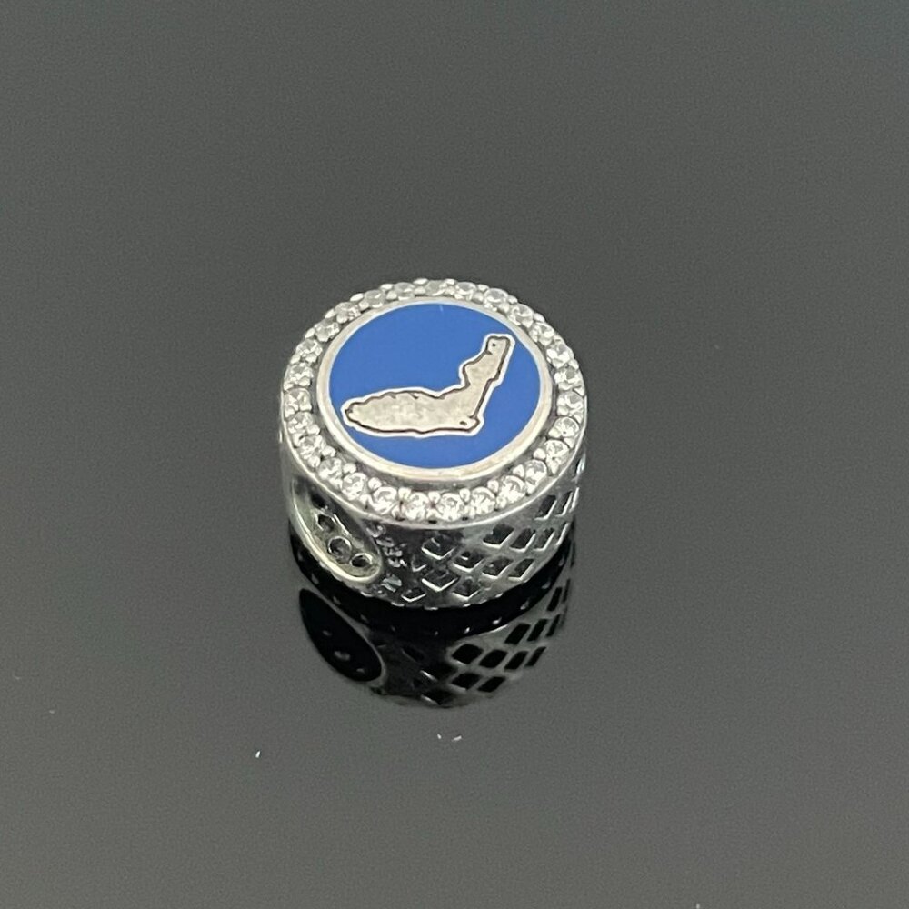 Pandora HOME Florida Map Bead Charm Blue S925 Sterling Silver Jewelry